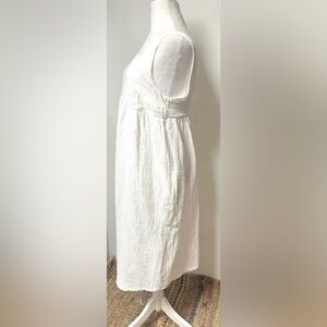 Stars Above 100% Cotton Midi Sleep Dress White Gauzy Fabric With Pockets 
Sz XS